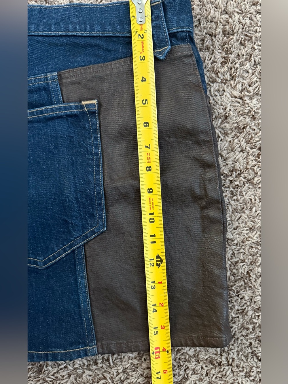 Abercrombie x Kemo Sabe Curve Love Mixed Fabric Denim Mini Skirt 37 NWT - Picture 6 of 12